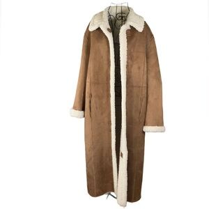 STAND STUDIO reversible faux suede and sherpa long coat